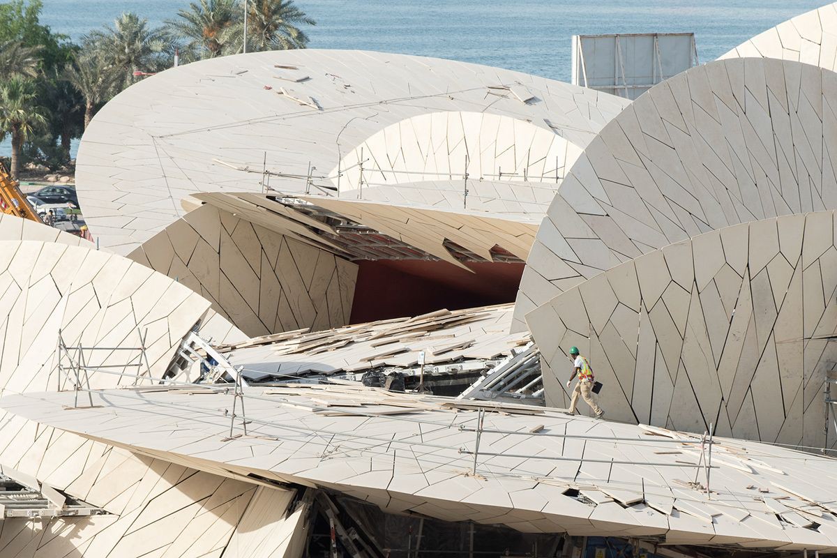 Chantier du National Museum of Qatar - architecte Jean Nouvel. Doha, Qatar, mai 2015.